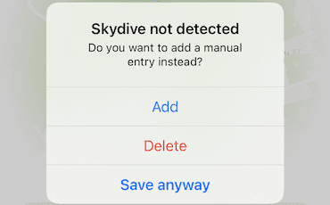 Skydive not detected
